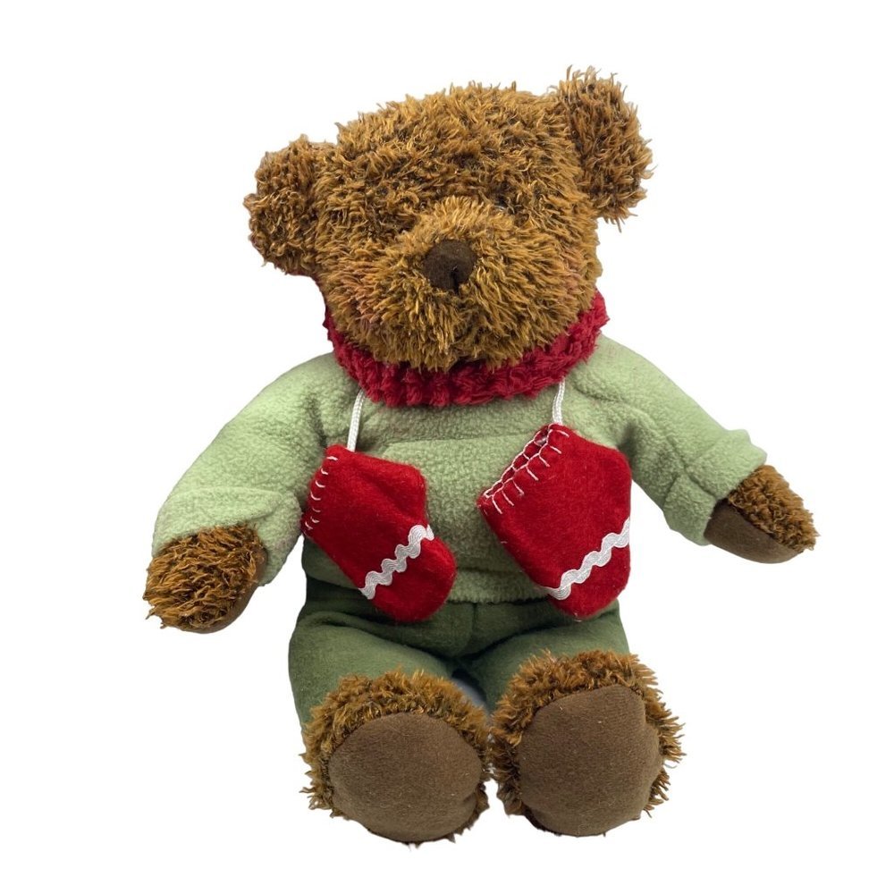 Vintage Hallmark Anniversary‎ Holiday Winter Teddy Mittens Bear Stuffed Plush 9”